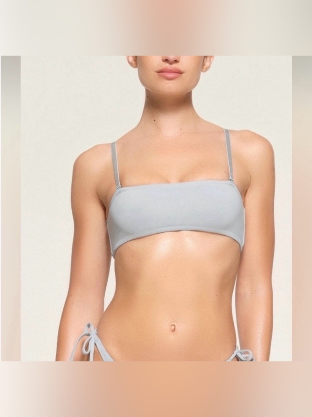 SKIMS Swim Micro Bandeau Bikini Top in Medium Denim Wash NWT